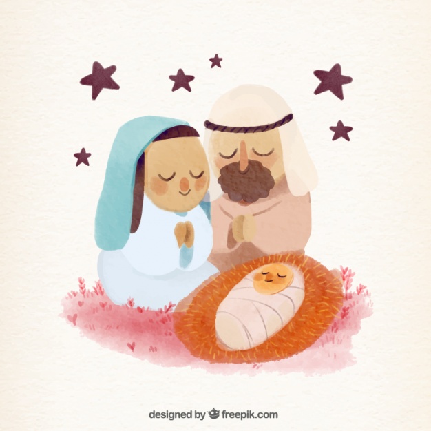 626x626 Nativity Scene Background In Watercolor Effect Stock Images - Watercolor Nativity