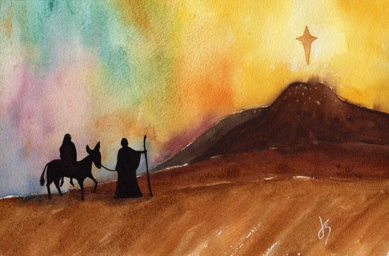 550x362 Watercolor Nativity Scene - Watercolor Nativity