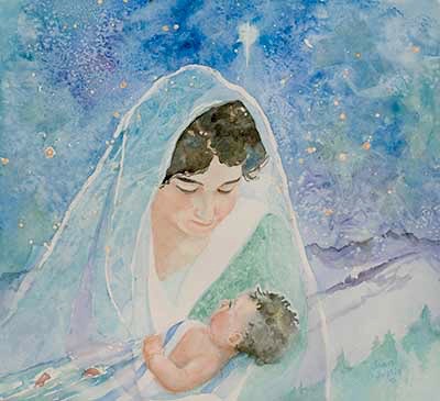 400x365 Artistic Lines From Joan Justis December 2015 A Celebration Of The - Watercolor Nativity