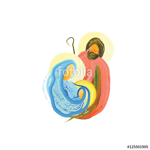 500x497 Christmas Religious Nativity Scene, Holy Family Abstract - Watercolor Nativity Scene