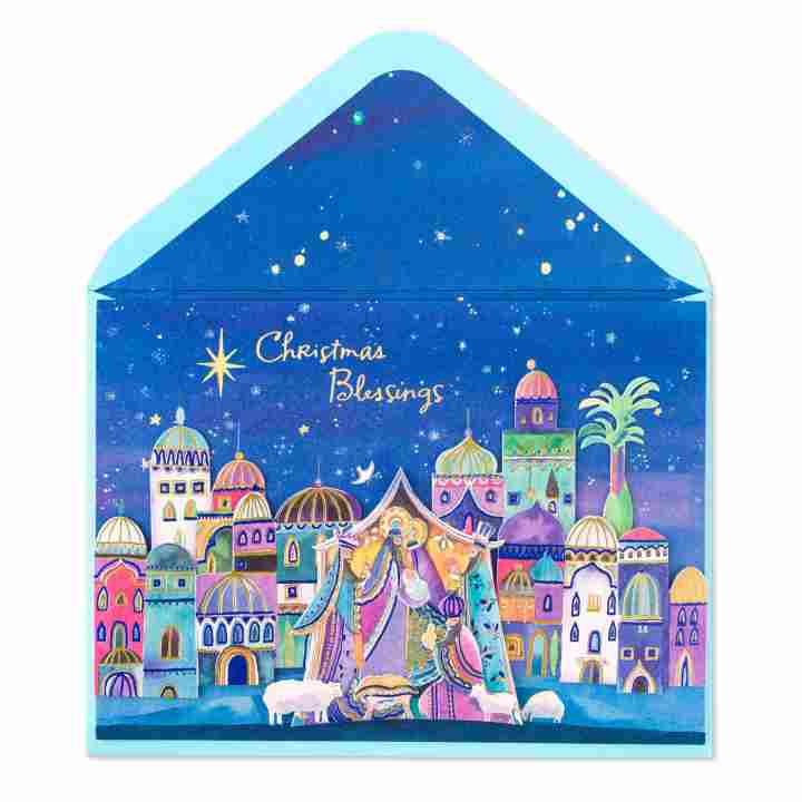 720x720 Watercolor Nativity Holiday Card - Watercolor Nativity Scene