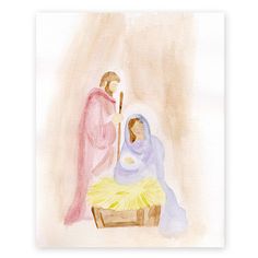236x236 Blue Silhouette Nativity Scene Postcard Christmas - Watercolor Nativity Scene