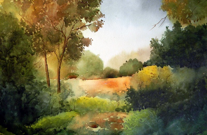 800x523 Beauty Of Nature By Artist Jitendra Sule Landscape Art - Watercolor Nature