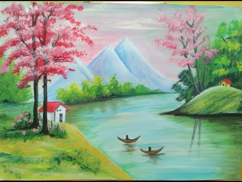480x360 How To Make Beautiful Scenery Painting Nature Painting - Watercolor Nature Scene