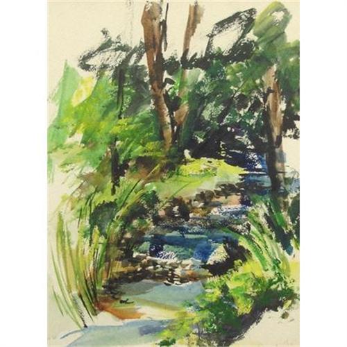500x500 Original Signed Watercolor, Nature Scene, 1973 - Watercolor Nature Scene
