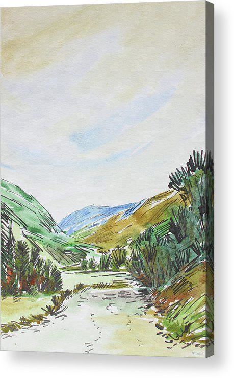459x740 Path In The Nature Acrylic Print By Springtime Seventy Eight - Watercolor Nature Scene