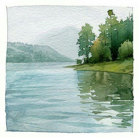 480x473 This Looks Very Clear And Beautiful. Art - Watercolor Nature Scene