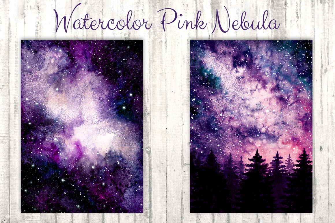 1160x772 Watercolor Pink Nebula Collection - Watercolor Nebula