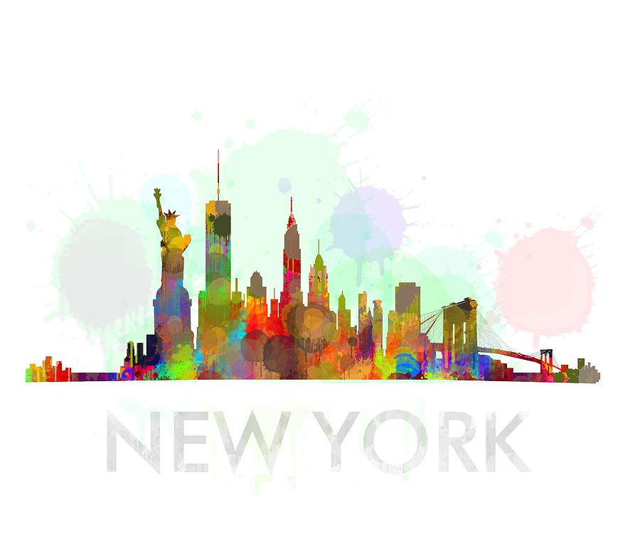 900x765 Ny New York Skyline Hq Watercolor Digital Art By Hq Photo - Watercolor New York