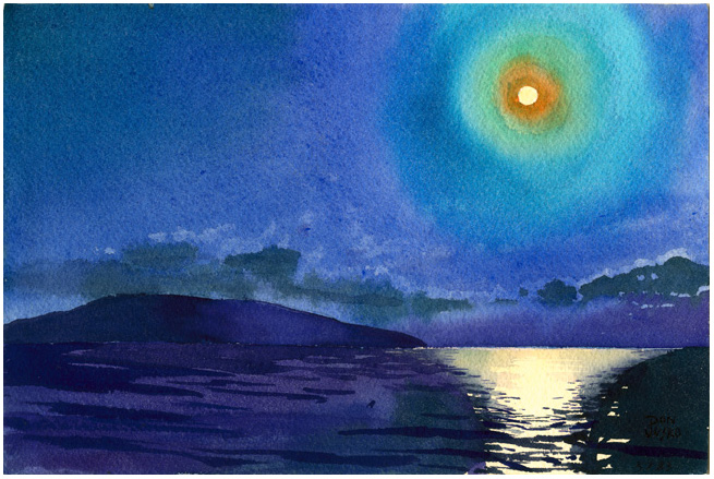 655x439 Water Color Painting - Watercolor Night Scenes