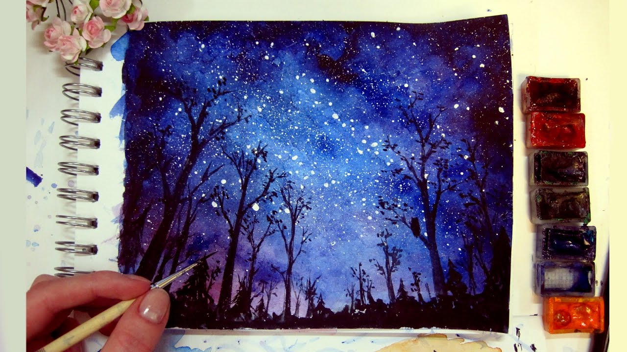 1280x720 Night Sky - Watercolor Night Sky
