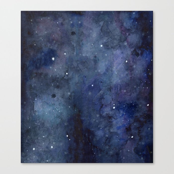 700x700 Night Sky Stars Galaxy Watercolor Nebula Canvas Print By Olechka - Watercolor Night Sky