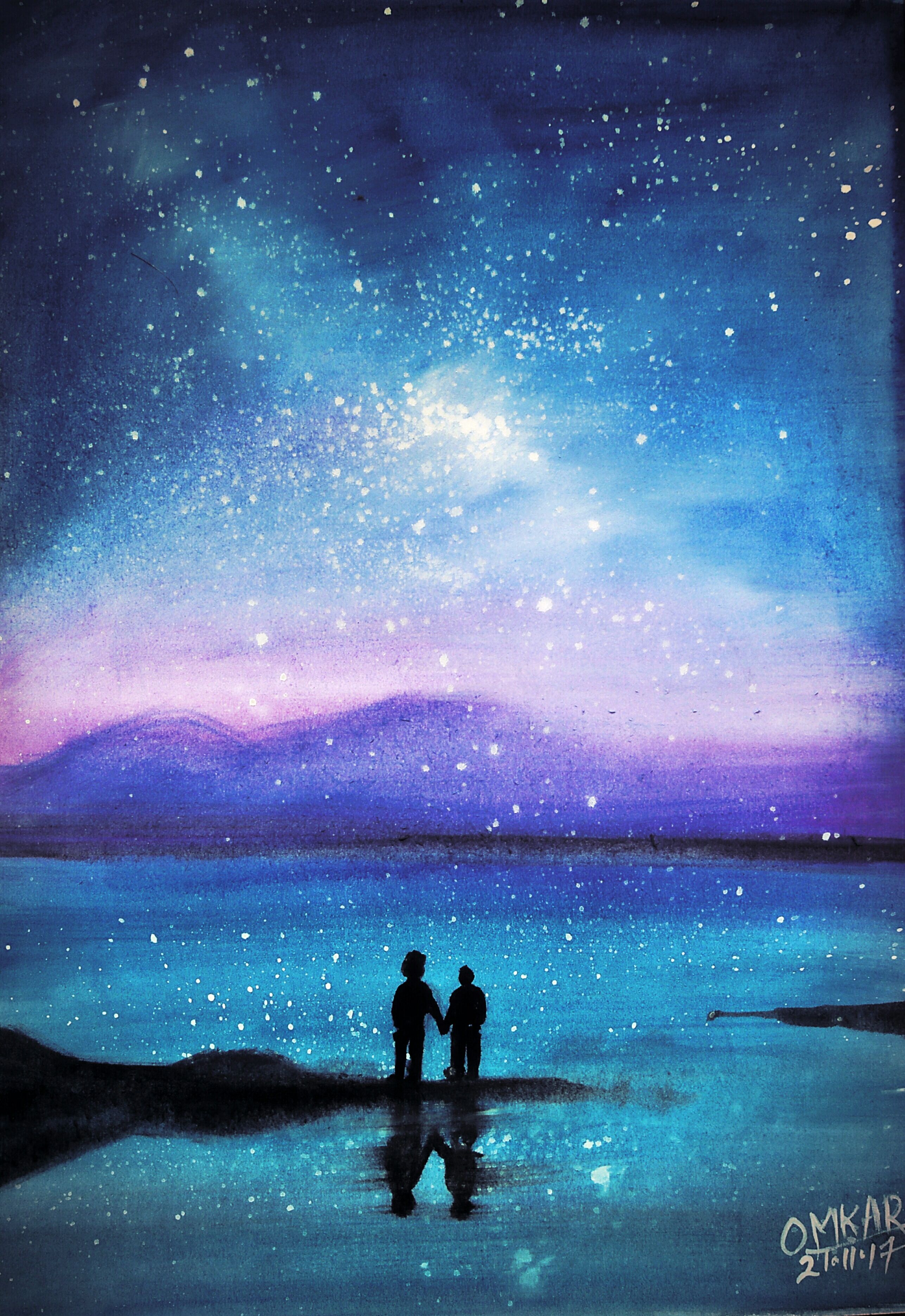 2572x3737 Watercolor Painting - Watercolor Night Sky