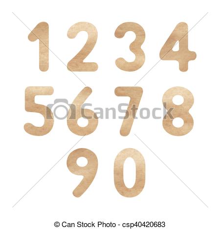 450x470 Brown Watercolor Numbers For Design. - Watercolor Numbers