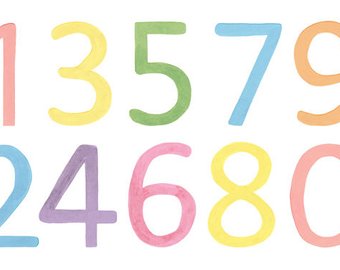 340x270 Colorful Watercolor Numbers Clipart Png Svg Formats Digital - Watercolor Numbers