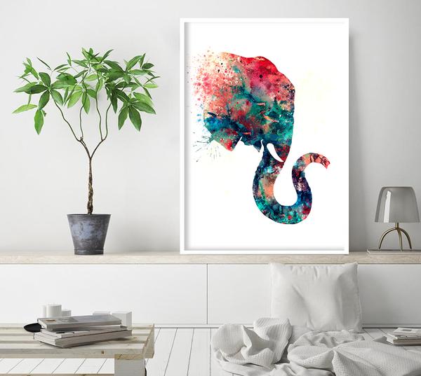 600x537 Elephant Art, Elephant Watercolor Painting, Boy Nursery Decor - Watercolor Nursery
