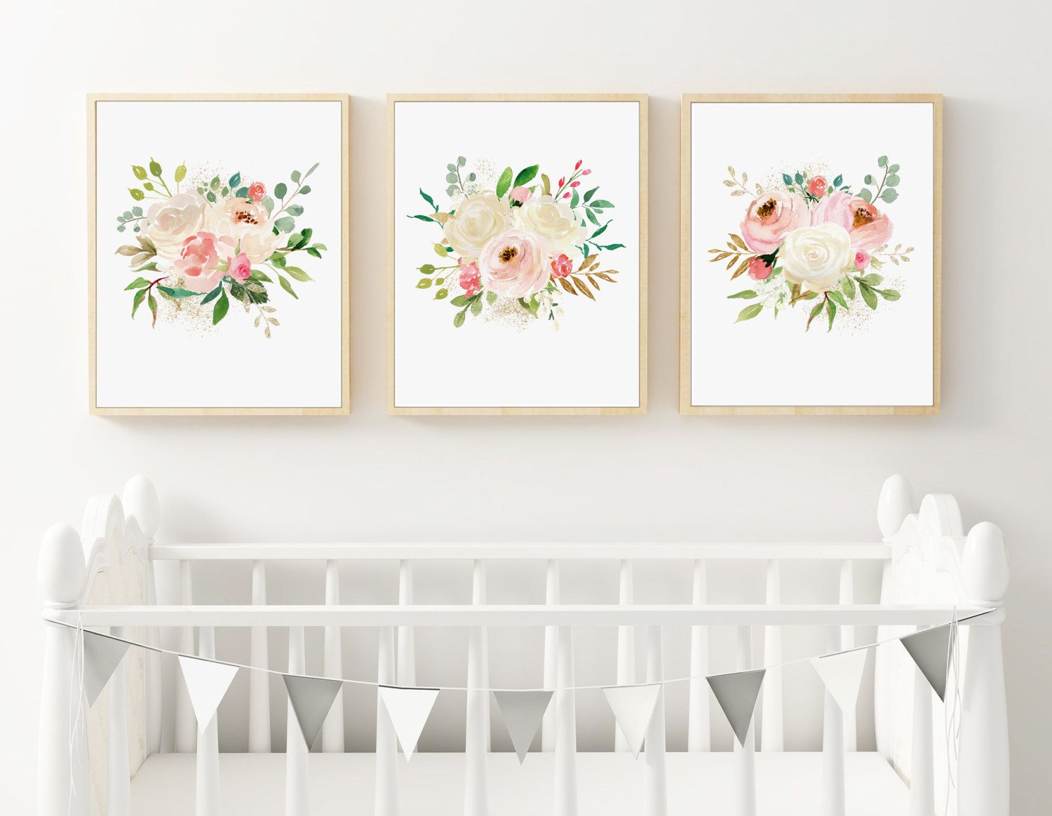 1500x1164 Floral Watercolor Nursery Prints, Set Of 3 Prints, Watercolor - Watercolor Nursery