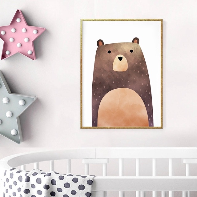 640x640 Nursery Animal Bear Canvas Print Wall Art Poster , Watercolor - Watercolor Nursery
