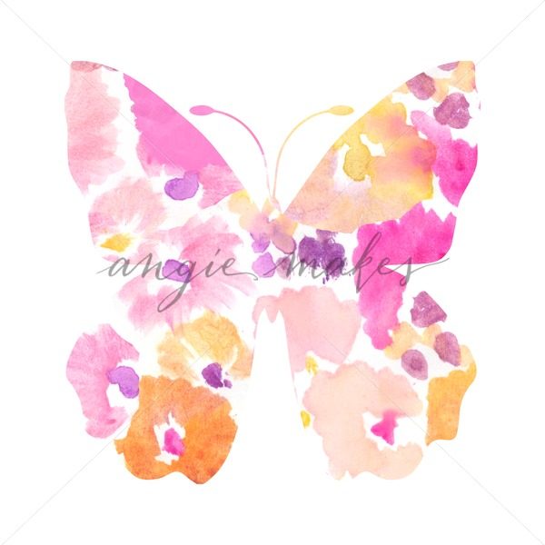 600x600 Adorable, Abstract Watercolor Butterfly Nursery Art Print - Watercolor Nursery