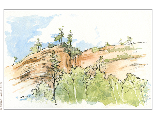 614x464 Oak Creek Canyon Watercolor Happy Tree Press, Susan Lally Chiu - Watercolor Oak Tree
