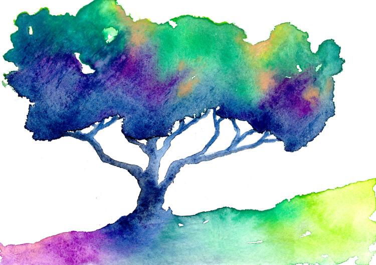 750x530 Watercolor Painting - Watercolor Oak Tree