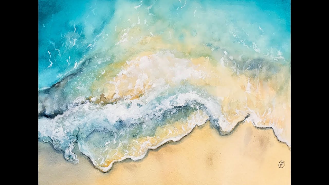 1280x720 Ocean Waves In Watercolors Painting Tutorial - Watercolor Ocean