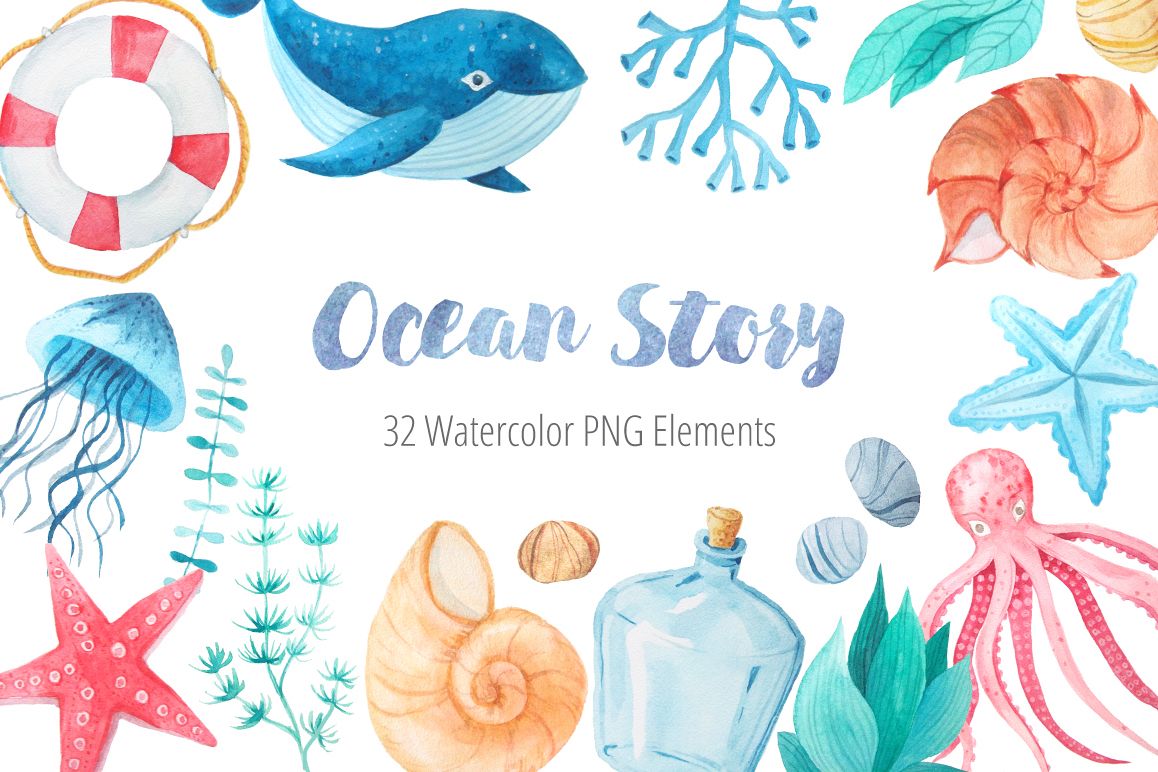 1158x772 Watercolor Marine Ocean Story - Watercolor Ocean