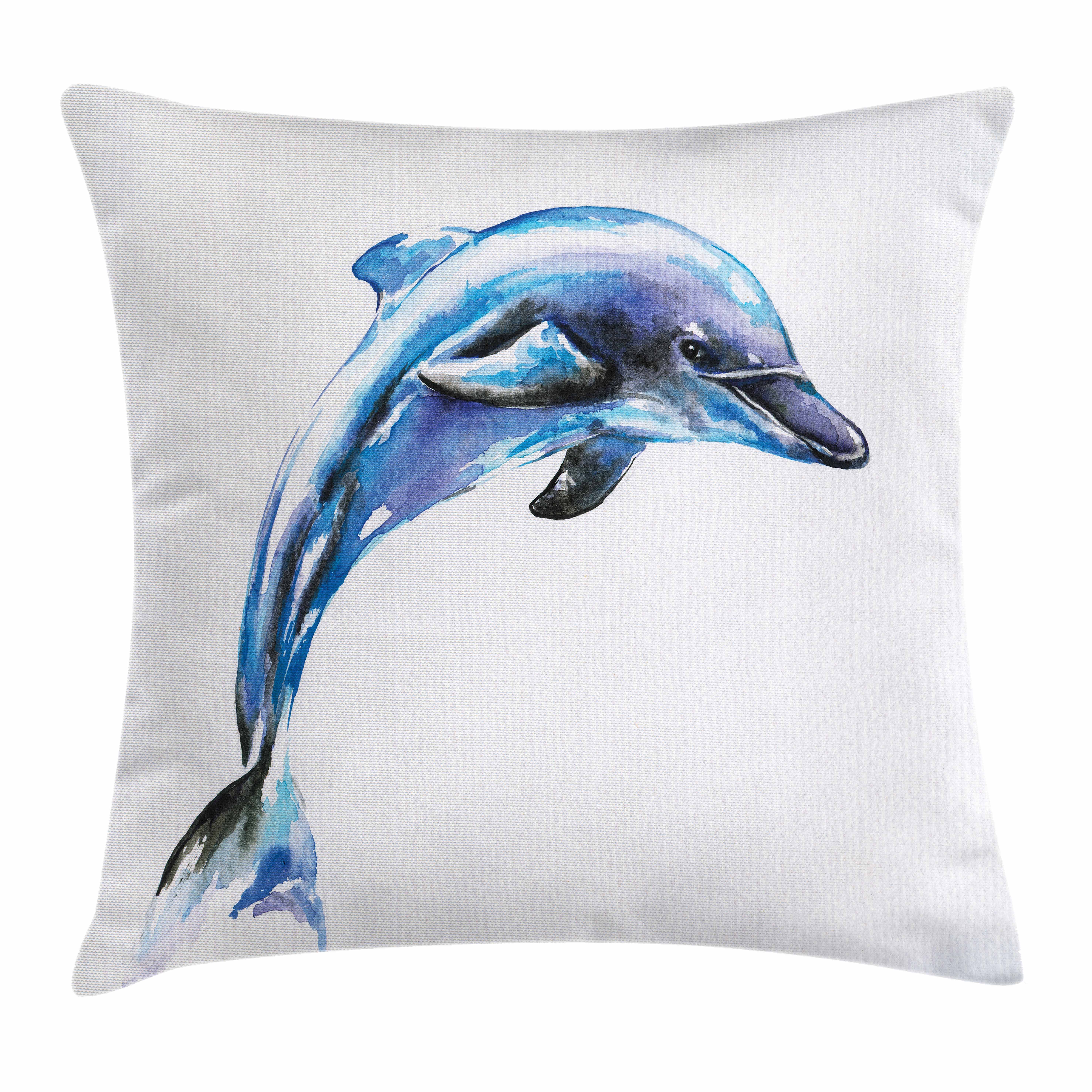 5906x5906 Dolphin Throw Pillow Cushion Cover, Watercolor Ocean Mammal Hand - Watercolor Ocean Life