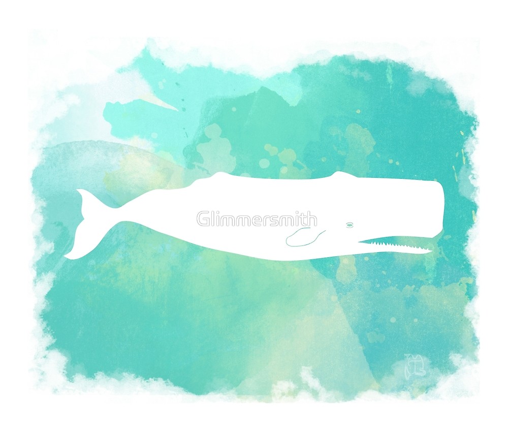 1000x850 Sperm Whale Watercolor Ocean Life Coastal Art By Glimmersmith - Watercolor Ocean Life