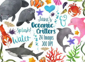 350x258 Watercolor Ocean Life Clipart By Digitalartsi Teachers Pay Teachers - Watercolor Ocean Life