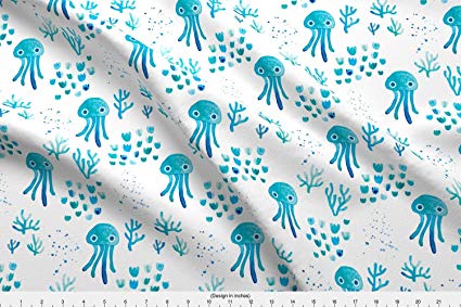 425x283 Spoonflower Ocean Fabric Watercolor Under Water Ocean - Watercolor Ocean Life