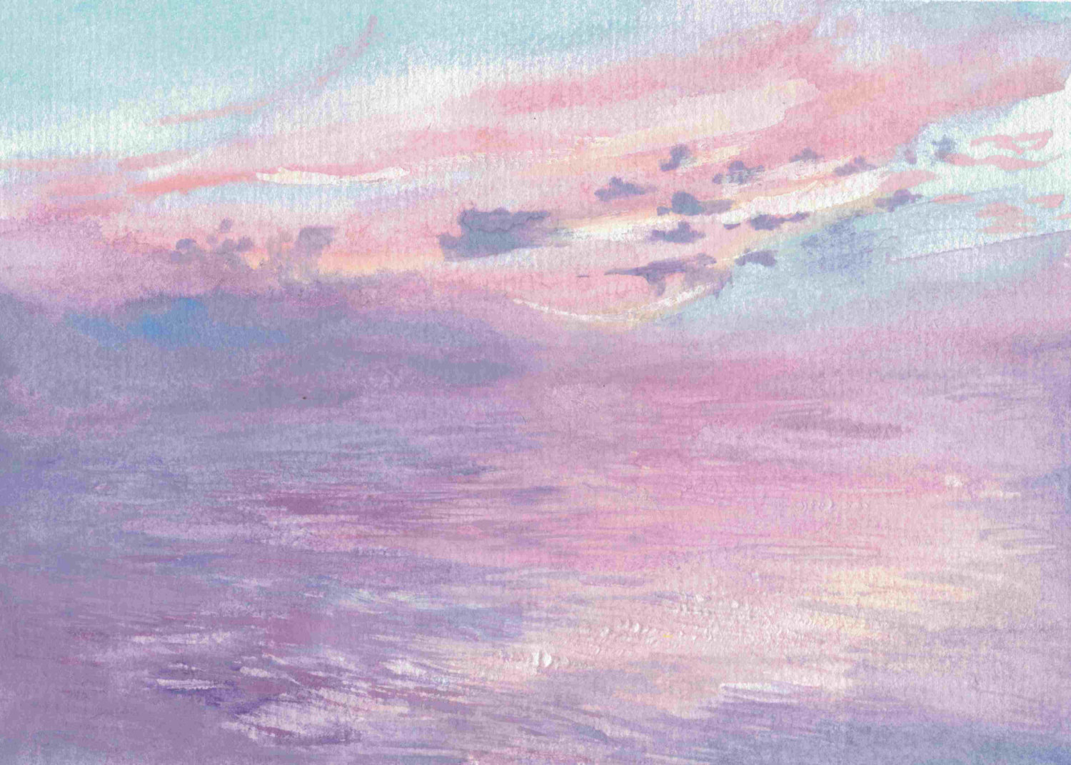 1500x1071 Ocean Sunset Greeting Card Watercolor Painting Etsy - Watercolor Ocean Sunset