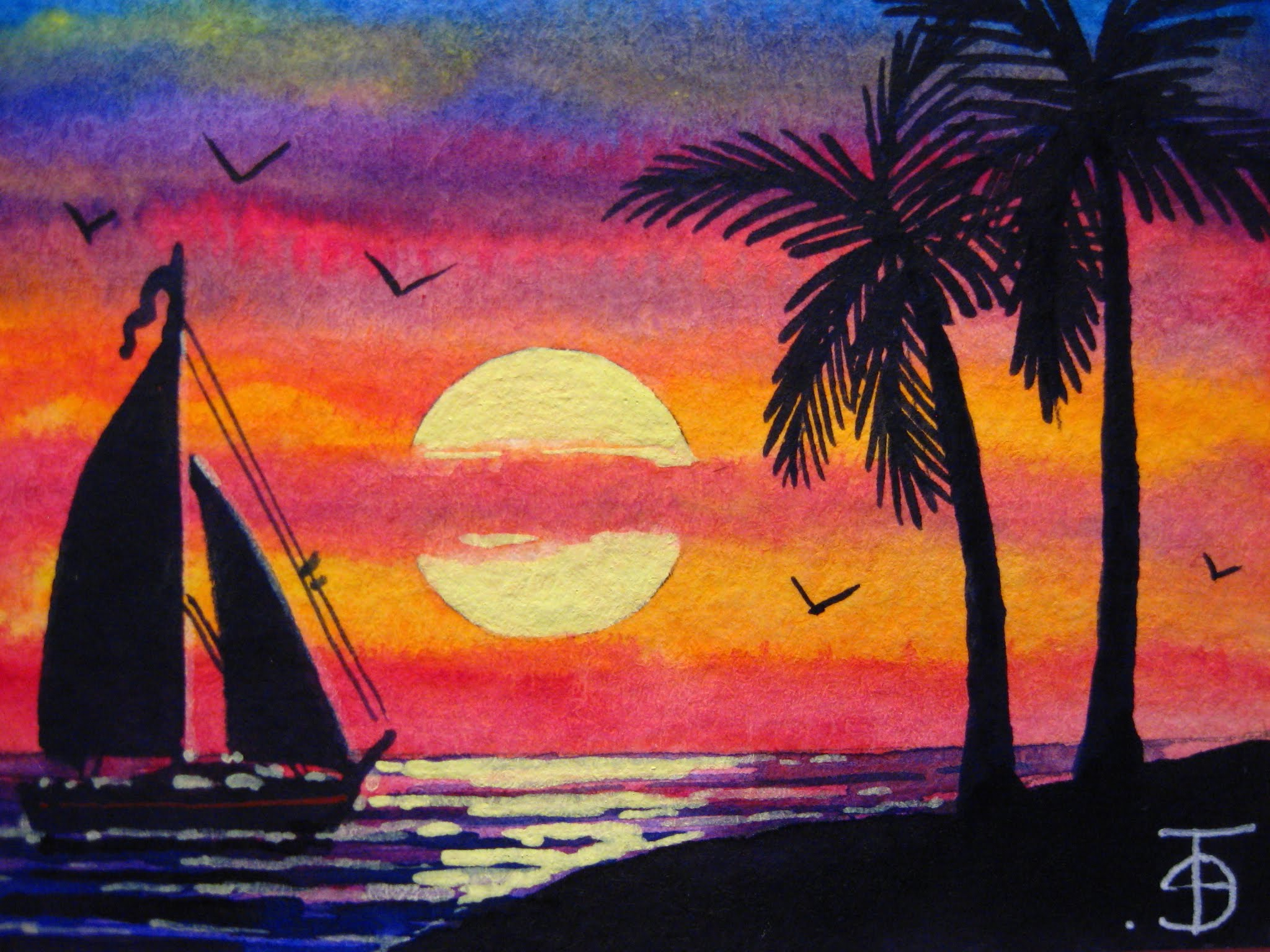 2048x1536 Painting Sunsets In Watercolour Aceo Watercolor Painting - Watercolor Ocean Sunset