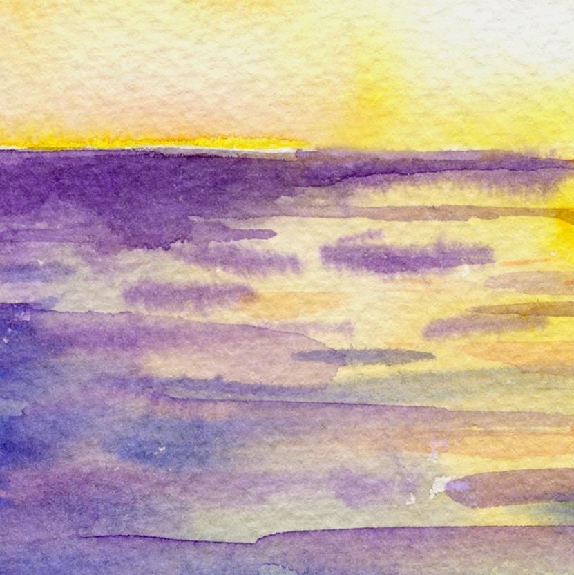 831x832 Watercolor Landscape Painting Abstract Sunset - Watercolor Ocean Sunset
