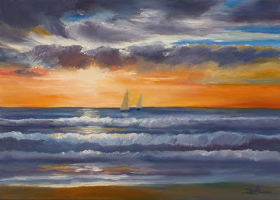 400x286 Zeh Original Art Blog Watercolor And Oil Paintings San Francisco - Watercolor Ocean Sunset