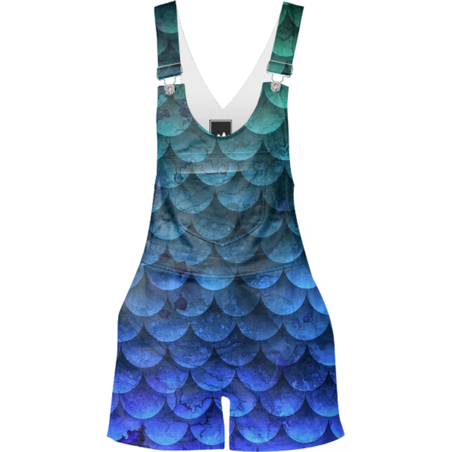 910x910 Shop Watercolor Ocean Waves Beach Mermaid Shorteralls Shorterall - Watercolor Ocean Waves