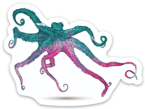 298x223 Watercolor Octopus Sticker - Watercolor Octopus