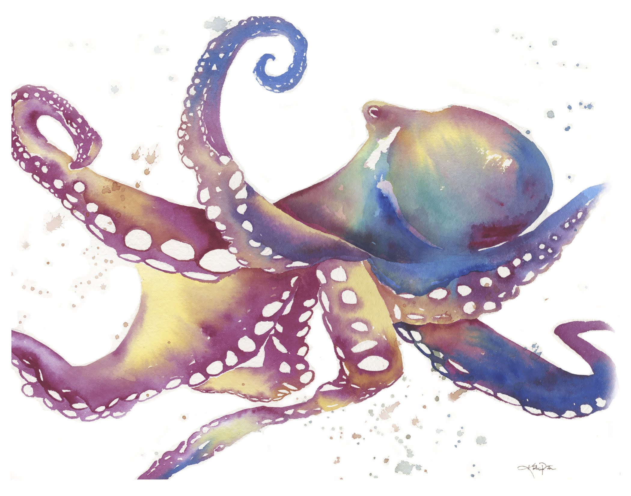 2100x1650 Watercolor Painting Tutorial, Speed Painting An Octopus By Katrina - Watercolor Octopus