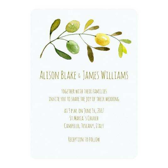 535x535 Olive Branch Watercolor Wedding Invitation Cards Save The Date Cards - Watercolor Olive Branch
