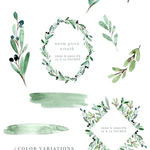 500x500 Olive Leaf Wreath Olive Garden Watercolor Olive Branch Set - Watercolor Olive Branch