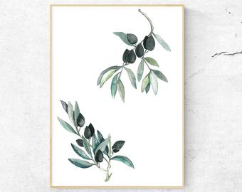 340x270 Olive Branch Print Etsy - Watercolor Olive Branch