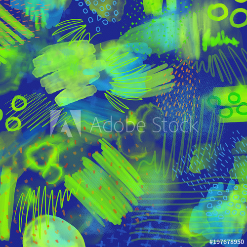 500x500 Abstract Geometrical 80s And 90s Hand Draw Pattern On Black - Watercolor On Black Background