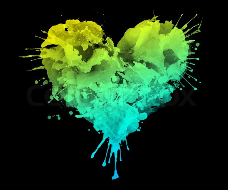 800x670 Watercolor Heart Isolated On Black Background Stock Photo - Watercolor On Black Background