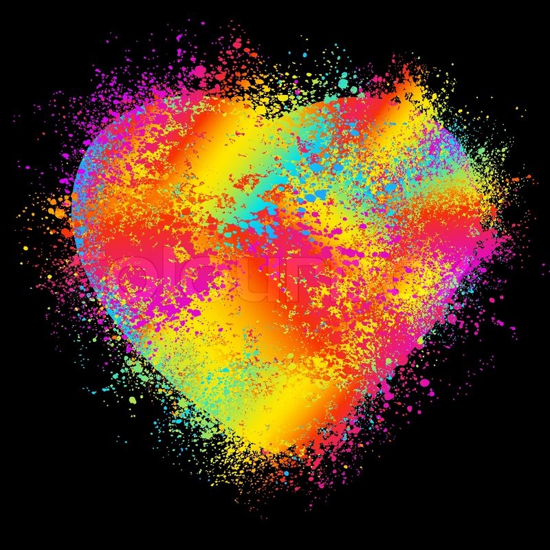 800x800 Watercolor Heart Isolated On Black Background Stock Vector - Watercolor On Black Background
