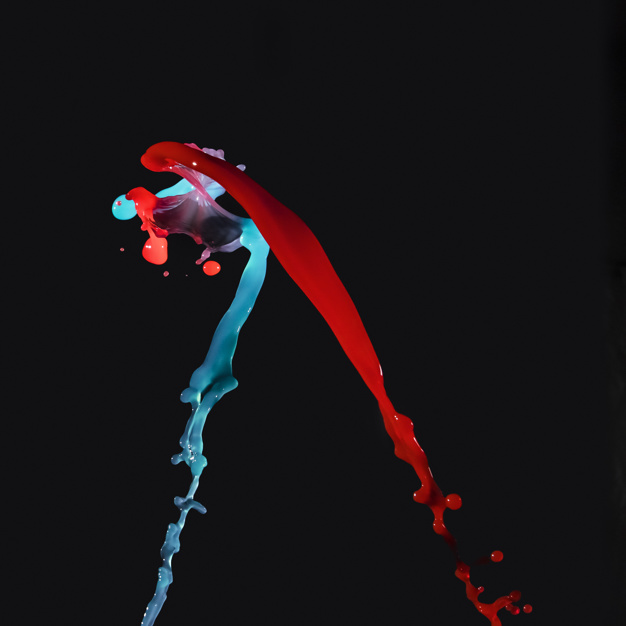 626x626 Blue And Red Watercolor Splashing On Black Background Photo Free - Watercolor On Black Background