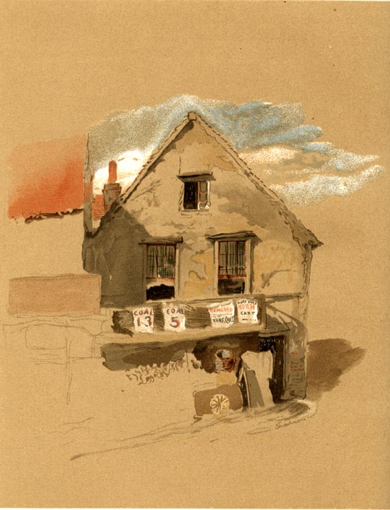 551x720 End Of Market Street, Croydon By John Ruskin - Watercolor On Brown Paper