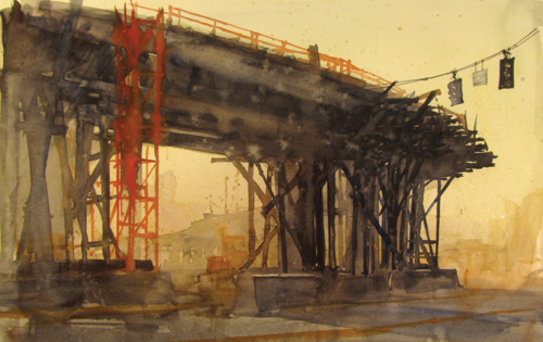 500x315 Exploring Urban Structures Through Watercolor Painting - Watercolor On Brown Paper