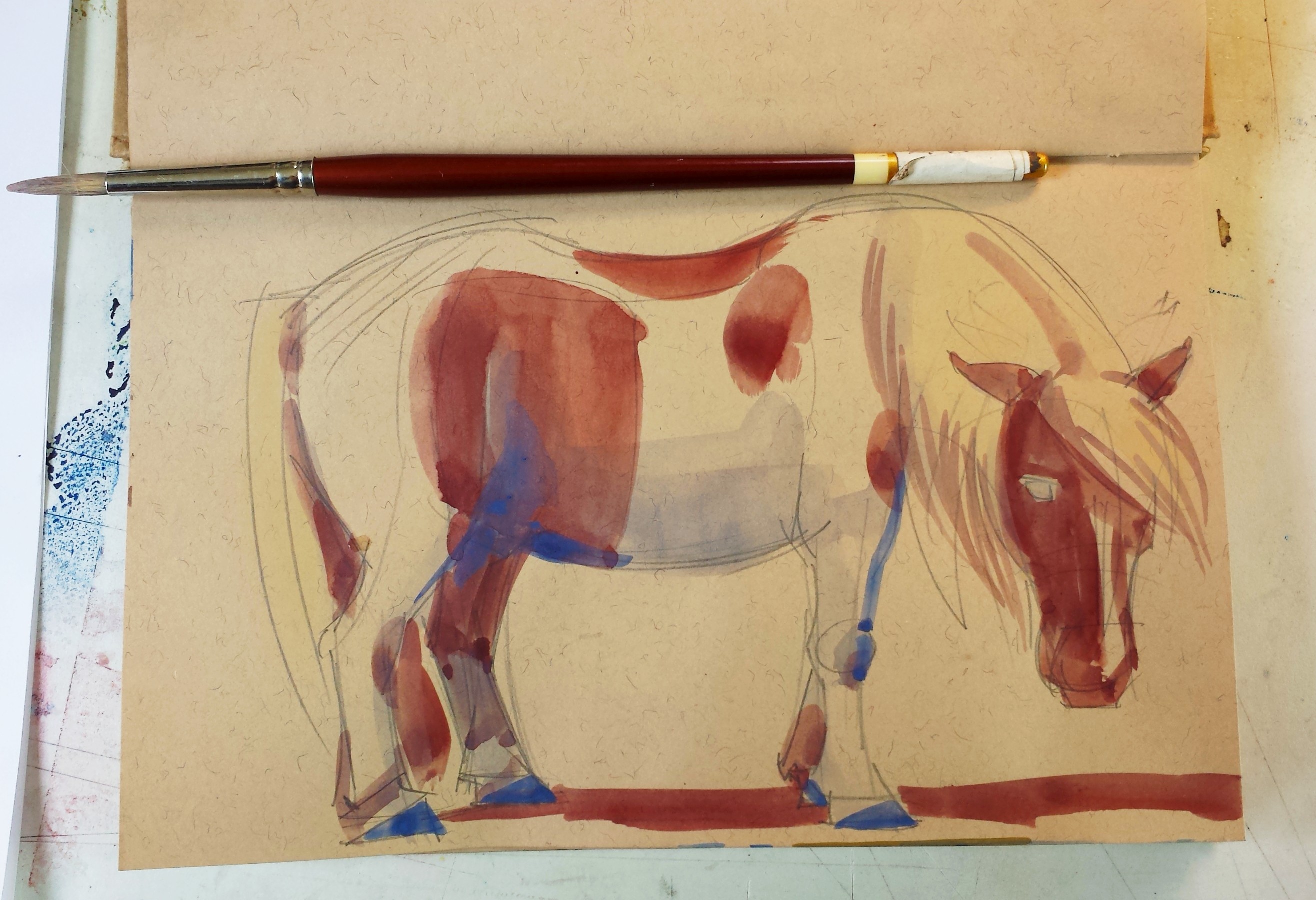 2632x1800 How I Paint With Gouache In My Brown Paper Sketchbook Ashley Wolff - Watercolor On Brown Paper