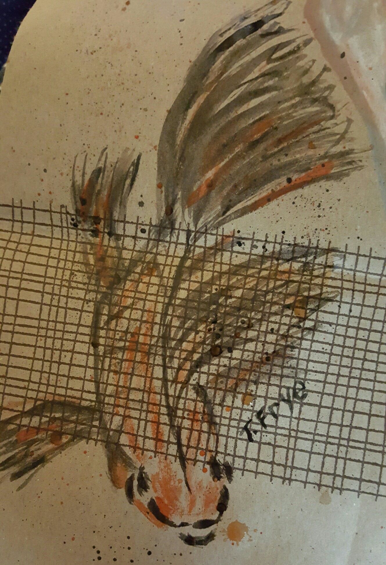 1330x1944 Koi Watercolor On Brown Paper Bag My Watercolor Art - Watercolor On Brown Paper