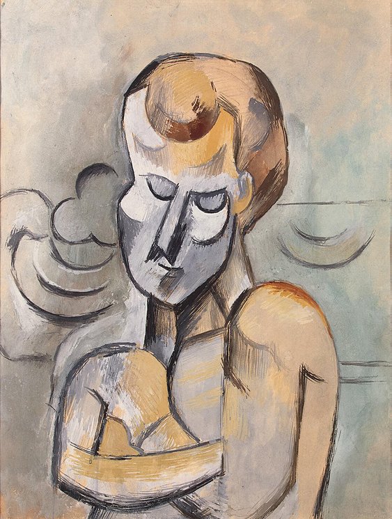 563x745 Filepablo Picasso, 1909, Man With Arms Crossed, Watercolor - Watercolor On Cardboard